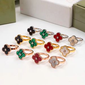 Topkwaliteit enkele diamant klassieke liefdesring bloem luxe merk roestvrij staal paar ringen mode dames ontwerper sieraden groothandel