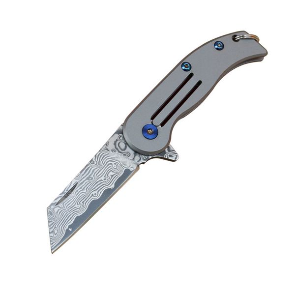 Petit couteau pliant Flipper de qualité supérieure VG10 lame en acier damas TC4 poignée en alliage de titane clé couteau de poche chinois