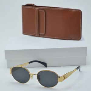 Small Metal Gold Frame en métal Lunettes de soleil ovales pour les femmes 2024 Brand Designer Fashion Luxury Shades UV400 Eyewear Men Vintage Sun Glasse