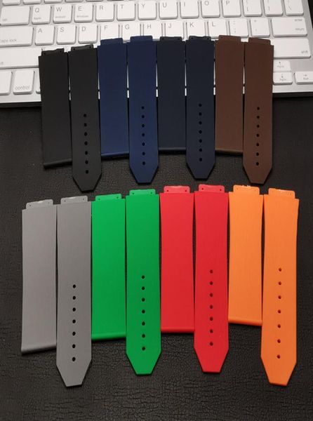 Top Quality Soft Nature Rubber Silicone Strap Men Watchband Watch Band pour Hublo Strap for Big Bang Belt 2519mm Hub Logo on5155752