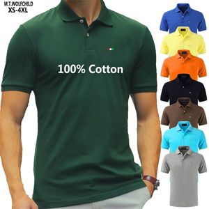 Top qualité couleur unie hommes Polos chemises 100% coton à manches courtes décontracté Polos Hommes mode été revers mâle hauts 220708