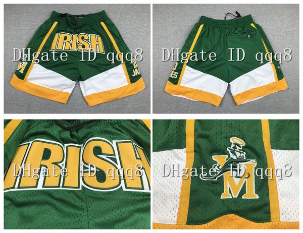 De alta calidad St Vincent Mary High School Irish 23 James Basketball Pantaloncini da Sport Shorts Basket College Pantal