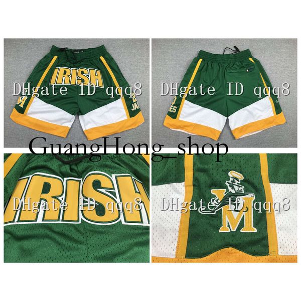 Calidad superior St Vincent Mary High School Irish 23 James Basketball Pantaloncini Da Sport Shorts Basket College Pantalones Bolsillo Raro