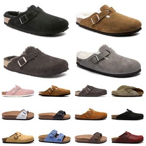 Diapositives en daim de qualité supérieure Birkenstocks sabots sandales 2024 plate-forme en cuir Bostons hommes femmes noir blanc marron diapositives Birkin Stocks hommes Birkinstocks sandales