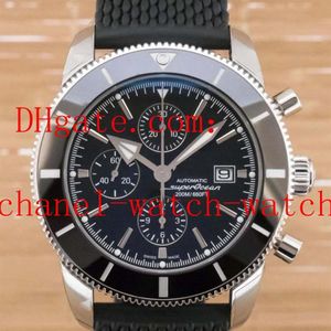 Top qualité Superocean Heritage II A1331212 cadran noir et bracelet en caoutchouc montres à quartz pour hommes montres-bracelets pour hommes 208d