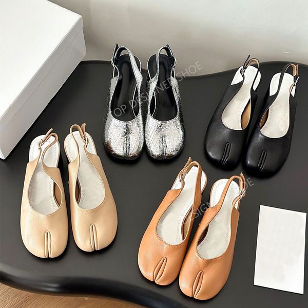 Sandales tabi de qualité supérieure slingback Escarpins talons Sandales à talons épais en cuir véritable Talons chaton Chaussures habillées Sandales de créateurs de luxe pour femmes Usine