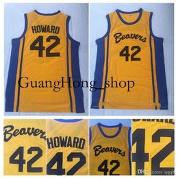 Calidad superior Teen Wolf Scott 42 Beacon College Basketball Jersey Película amarilla Howard Beavers Ed Shirts S-XXL Raro