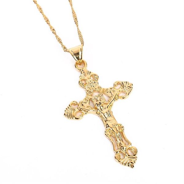 Top qualité le rapide et le furieux célébrité Vin articles 24 K or jésus croix pendentif collier hommes bijoux 229s