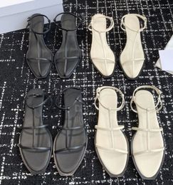 Top qualité la rangée chaussures bride à la cheville talons ketten sandales romaines plates mode simple chaussures plates de luxe Designer