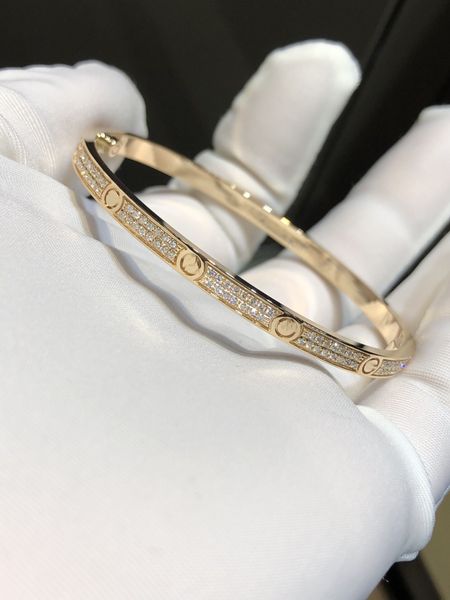 Bracelet fin de qualité supérieure en or rose Bracelet de créateur avec diamants pour femmes Top V-Gold Bracelet en argent 18 carats Bijoux de mariage de style ouvert avec boîte