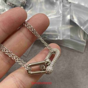 Topkwaliteit Tifannissm ketting voor dames online winkel Dubbele ring hoefijzergesp ketting V Goud T Home Ingelegd High Carbon Diamantvormig