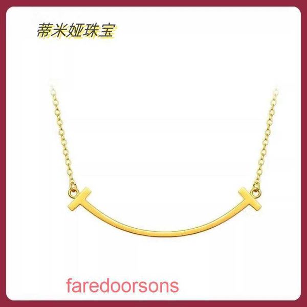 Collar Tifannissm de alta calidad para mujer, tienda en línea, joyería, Collar sonriente de oro de 18k para mujer, Collar, cadena, conjunto de colores, regalo