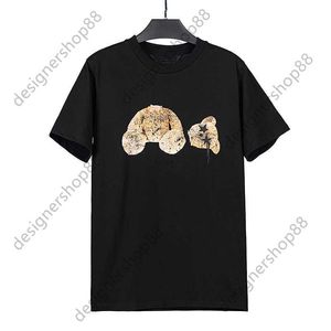 Top Qualité Tik Tok Influenceur Même Marque Pur Coton Étoile Tête Ours Lettre Imprimer Manches Courtes Lâche Casual Mode Hommes Et Femmes T-shirt D'été