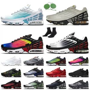 Top Qualité Tn Plus 3 Tuned III Chaussures De Sport Pour Hommes Baskets Baskets Laser Bleu Blanc Cuir Obsidienne Hyper Violet Deep Wolf Gris Ghost Green TnS Requin Triple Noir