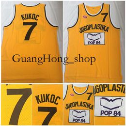 Calidad superior Toni Kukoc Jersey 7 Jugoplastika Split Moive College Basketball Jerseys Amarillo 100% Ed Tamaño S-2XL Raro