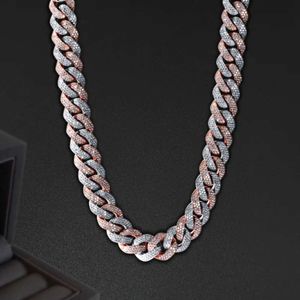 Ronde van de topkwaliteit van topkwaliteit Moissanite Chain Gold Ploated 925 Sterling Silver Chain 18mm Iced Out Hip Hop Two Tone Chain