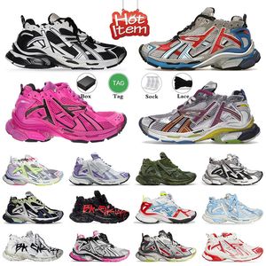 Pistas de calidad superior Corredores 7.0 Baleciaga Diseñadores de moda Zapatos París Mujeres para hombre Entrenadores Graffiti Negro Azul Rojo Borgoña Pistas para correr Senderismo Runner 7 Zapatillas de deporte