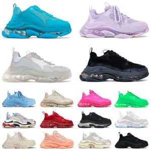 Top qualité Triple S chaussures de créateurs de luxe pour hommes semelle transparente Paris 17FW bleu noir ivoire violet beige tout blanc hommes femmes plate-forme baskets mode formateurs en plein air