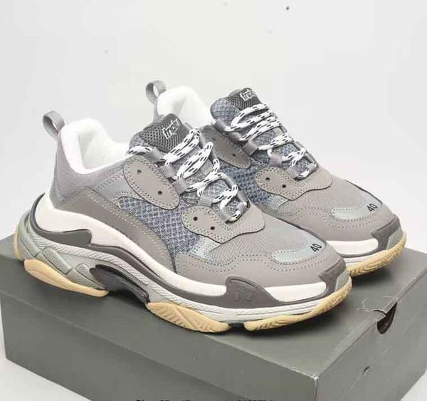 Top Calidad Triple S Zapatillas de deporte Zapatos Hombres Mujeres Malla Cuero TPU Suela de goma Tela Vestido de fiesta Entrenadores Venta al por mayor Descuento Pareja Runer Entrenador al aire libre EU35-45