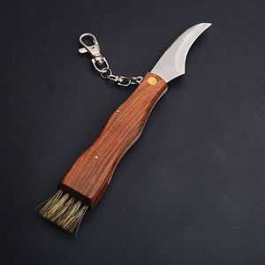 Couteau de cueillette de fruits de légumes de qualité supérieure camping en plein air chasse pêche couteau pliant 440C lame en satin avec brosse de balayage de champignon