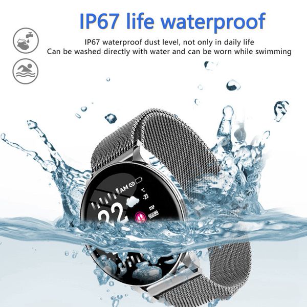 Relojes inteligentes W8 de alta calidad Relojes Android IOS Hombres Pulseras de fitness Mujeres Monitor de ritmo cardíaco IP67 Reloj deportivo resistente al agua para teléfonos inteligentes con caja al por menor