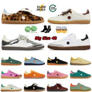 Top Quality Wales Bonner Pony Leopard Designer Chaussures Femmes hommes Chaussures de course Grey Vegan Green Veet Sport Trainers Black White Fashion Sneakers Big Taille 48