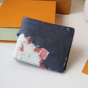 Cartera de calidad superior Diseñador Carteras cortas Hombres Mujeres Titular de la tarjeta de crédito Monedero de cuero de lona azul Monederos de bolsillo de llama de moda M82827 M82828