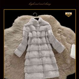 Top kwaliteit wave cut Echte echte natuurlijke volledige huid konijnenbont jas vrouwen mode jas custom elke maat T191118