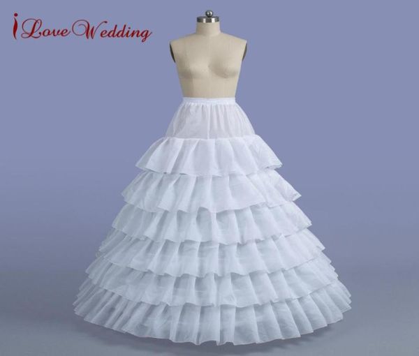 De calidad superior blanco 6 capas volantes en cascada 6 enagua de aros vestido de bola hinchado crinolina de boda vestido formal enagua para quince9716759