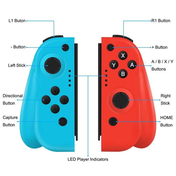 Controladores de juegos Bluetooth inalámbricos de alta calidad para Nintendo Switch NS Joy-con somatosensorial izquierdo y derecho Gamepad Joystick con embalaje al por menor