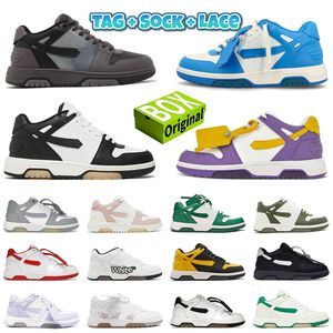 Top Qualité avec boîte Out of Office Sneaker OOO Low Tops Calf Leather Designer Chaussures Femmes Hommes Chaussures Bleu Marine Gris Clair Noir Blanc Violet Jaune Sable Blanc Baskets