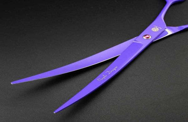 qualité supérieure avec étui en cuir dragon violet 90quot ciseaux de coupe de cheveux professionnels ciseaux pour poils d'animaux ciseaux courbés 62HRS 97829829