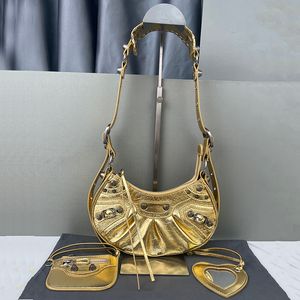 Top Qualité Femmes Sacs dame cool fille Le Cagole Moto épaule luxe Designers Doré En cuir véritable bandoulière embrayage portefeuille sac à main Vintage Crocodile peau