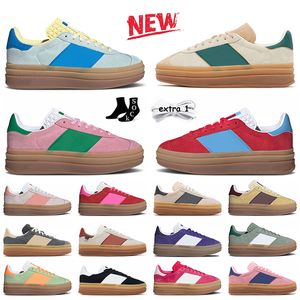 Topkwaliteit dames designer casual schoenen suède bovenste vette platform sneakers crème collegiale groene zwart wit roze glow gum luxe platte dames trainers maat 36-40