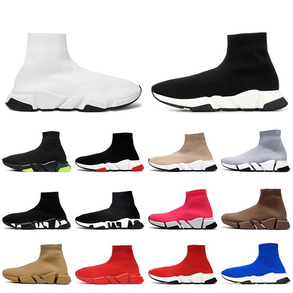 Top Qualité Femmes Hommes Designer Casual Chaussette Chaussures OG Blanc Noir Rouge Beige Caoutchouc Bas Vitesse Entraîneur Vitesses 2.0 Baskets Robe Chaussettes Rétro Baskets Taille 36-45