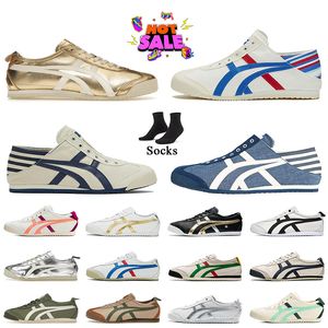 Mujeres de alta calidad para hombres Onitsukass Tiger México 66 Running Gold Gold Off Green rojo amarillo blanco Blanco jogging tigres tigres slip-on lienzo