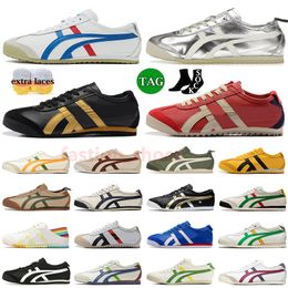 Topkwaliteit Dames Heren Onitsukasss Tiger Mexico 66 Hardloopschoenen Zilver Goud Off Groen Rood Geel Wit Zwart Jogging Wandelschoenen Tijgers Instappers Canvas Trainers