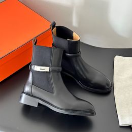 Bottines de cheville féminine de qualité supérieure Classic Classic Real Leather Knight Boots Winter Fashion Luxury Designer Chaussures Travaillez la sécurité avec boîte