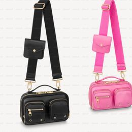 Bolsos de cuero genuino de los hombres de las mujeres de calidad superior tote UTILITY CROSSBODY moda Bolso de hombro billetera Monedero Diseñador de lujo Diana Original MON0GRAM Bolsos hobo Bolso