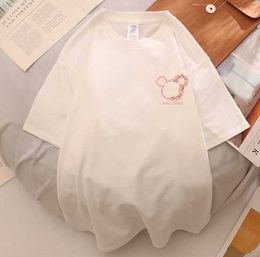 Camisas de mujer de alta calidad, camisa 100% de sublimación de algodón, camiseta lavada, camiseta con estampado de diseñador, camiseta con gráfico de oso