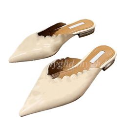Mujeres de alta calidad Slippers Spuffs de cuero Tamaño EUR 35-42 zapatos especiales de estilo plateado de plata