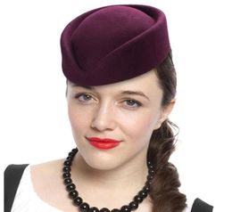 Topkwaliteit Dames Wolvilt Baret Hoed Teardrop Fancy Stewardess Stewardessen Bunkerhoed Hoedenzaak Tovenaar Base Cap 2103114586818