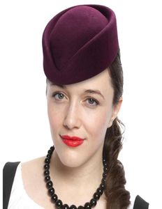 Topkwaliteit wol vilt baret hat traande fancy stewardess air hostesses pillbox hoed millinery fascinator base cap 2103118276657