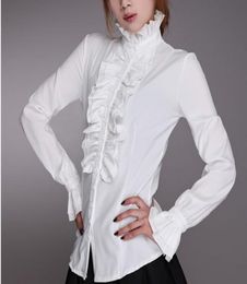 Femmes de qualité supérieure039 Frilly Ruffle High Clouse Blouse Luxury Vintage Victorian Lady Sexe Slim Fit Élégant manches longues Elegant 7121077