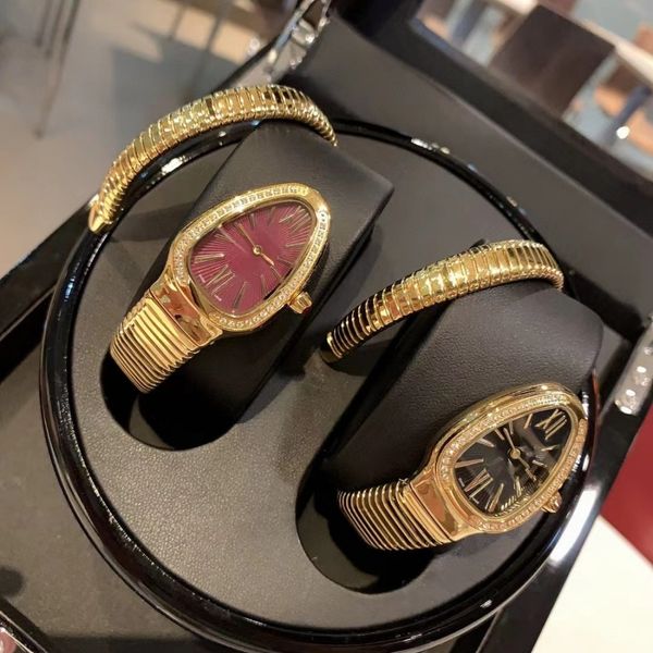 Mujeres de alta calidad RELOJES Diseñador de diseñadores Mujeres Diamond Snake Watch Montre Serpentn Reloj Rose Gold Serpentine Bracelet Movimiento suizo OROLOGIO DI LUSSO