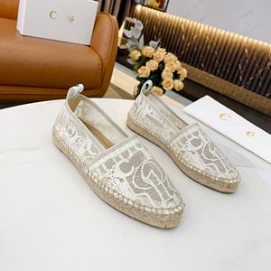 Espadrilles tissées à bout fermé de qualité supérieure Semelle à crampons en cuir souple Mocassins à talons plats Designer de luxe pour femmes Slip-on Chaussures décontractées Chaussures d'usine avec boîte