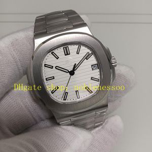 Foto real Relojes automáticos para hombre Hombres 40 mm Fecha Esfera blanca plateada Pulsera de acero inoxidable 904L Movimiento PP F Cal.324 Reloj deportivo con parte posterior transparente mecánica