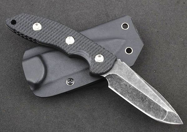 Cuchillo recto de supervivencia XM-18 de calidad superior D2 Punto de caída Cuchilla de lavado de piedra Full Tang Black G10 + Cuchillos de mango de acero inoxidable con Kydex