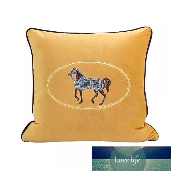 Top Quatily Luxe Salon Canapé Taie d'oreiller Décorative Brodé Cheval Housse de Coussin Hôtel Chambre Chevet Carré Taies d'oreiller