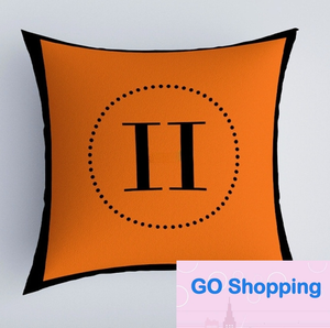 Top Quatily nueva funda de almohada de tela de piel de melocotón con impresión dúplex naranja funda de cojín decorativa para sofá funda de asiento geométrica con letras sin interior